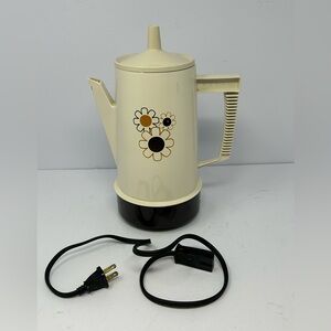 Vtg Regal Poly Perk Coffee Pot Percolator Floral Mid-Century Modern 8 Cup Works